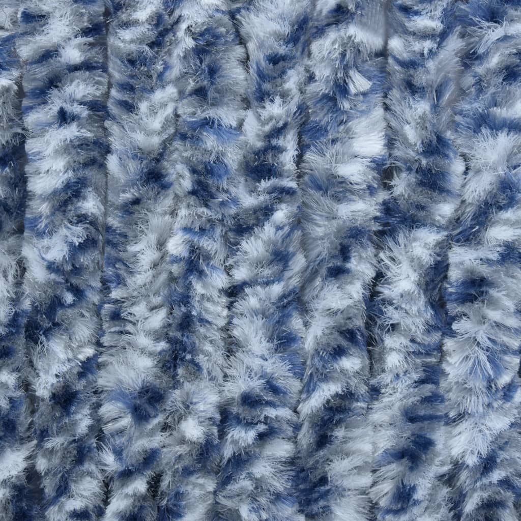 Hyönteisverho sininen, valkoinen ja hopea 90x220 cm Chenille - Sisustajankoti.fi