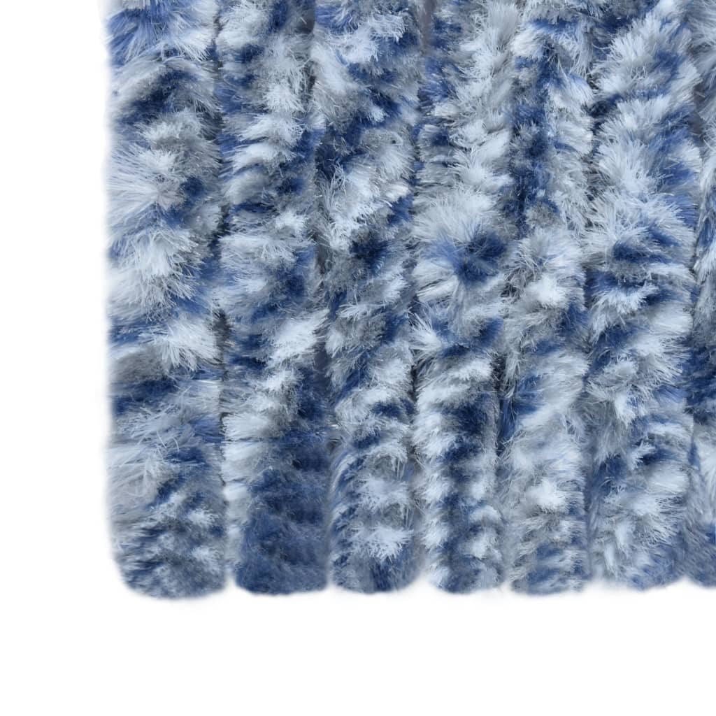 Hyönteisverho sininen, valkoinen ja hopea 90x220 cm Chenille - Sisustajankoti.fi