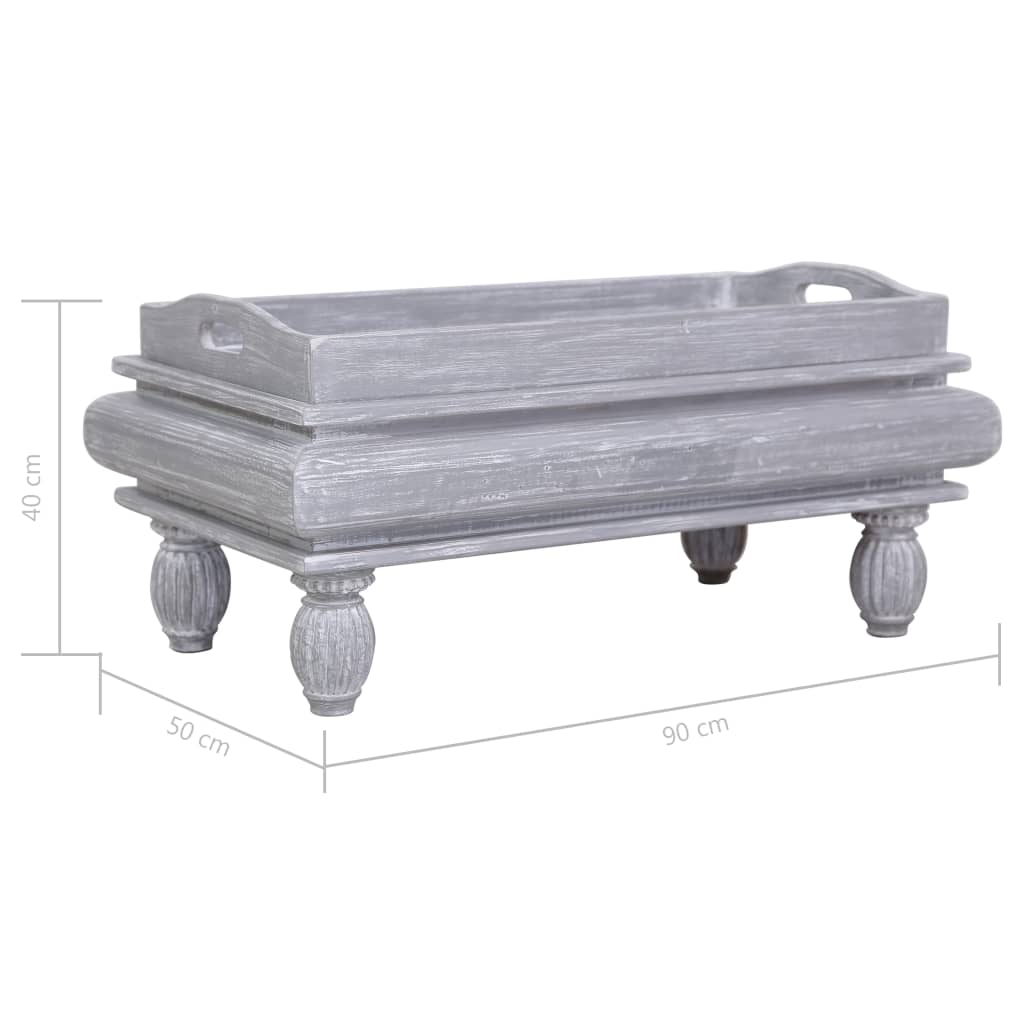 Sohvapöytä harmaa 90x50x40 cm täysi mahonki - Sisustajankoti.fi