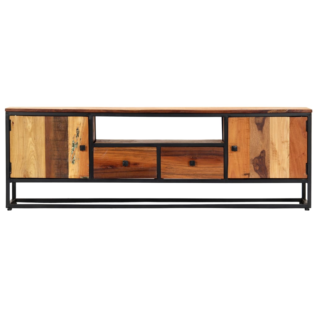 TV-taso 120x30x40 cm kierrätetty puu ja teräs - Sisustajankoti.fi