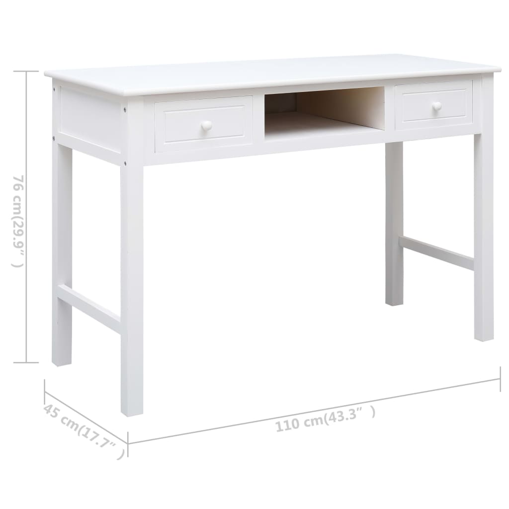 Kirjoituspöytä valkoinen 110x45x76 cm puinen - Sisustajankoti.fi