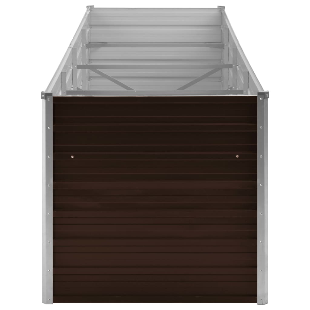 Korotettu kukkalaatikko ruskea 320x80x77 cm galvanoitu teräs - Sisustajankoti.fi