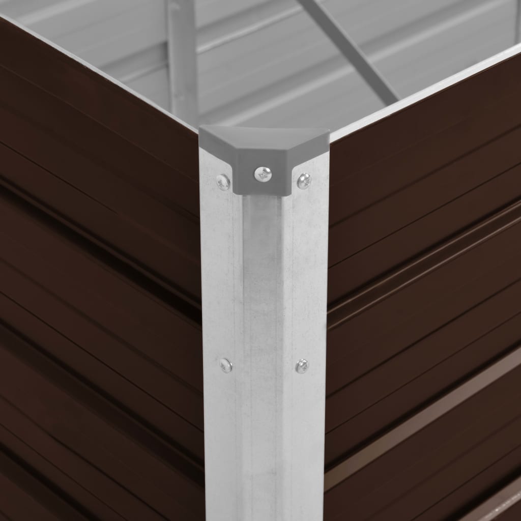Korotettu kukkalaatikko ruskea 320x80x77 cm galvanoitu teräs - Sisustajankoti.fi