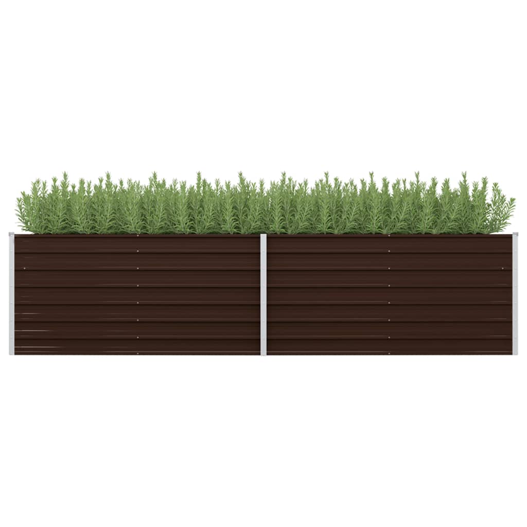 Korotettu kukkalaatikko ruskea 320x80x77 cm galvanoitu teräs - Sisustajankoti.fi