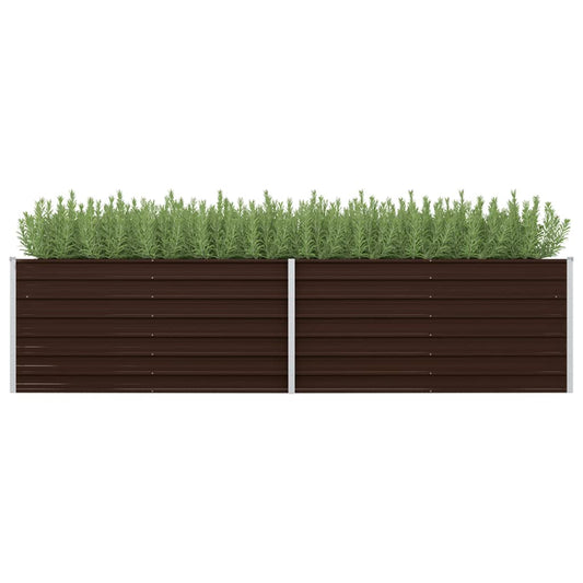 Korotettu kukkalaatikko ruskea 320x80x77 cm galvanoitu teräs - Sisustajankoti.fi
