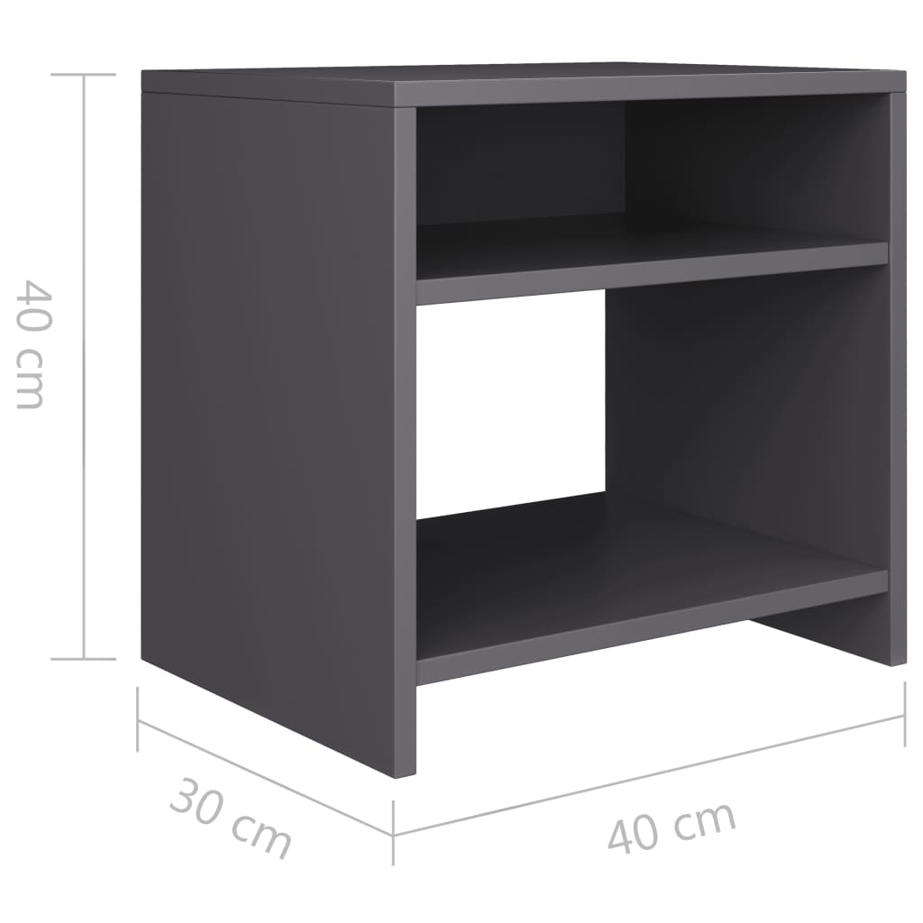 Yöpöydät 2kpl harmaa 40x30x40 cm - Sisustajankoti.fi