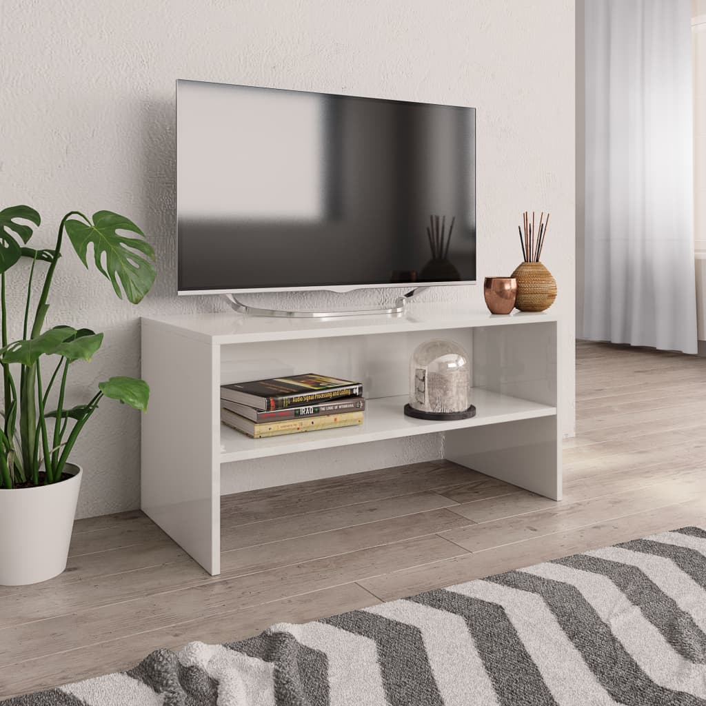 TV-taso korkeakiilto valkoinen 80x40x40 cm - Sisustajankoti.fi