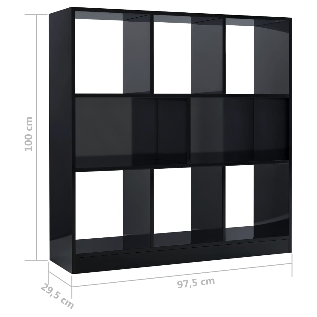 Kirjahylly korkeakiilto musta 97,5x29,5x100 cm - Sisustajankoti.fi