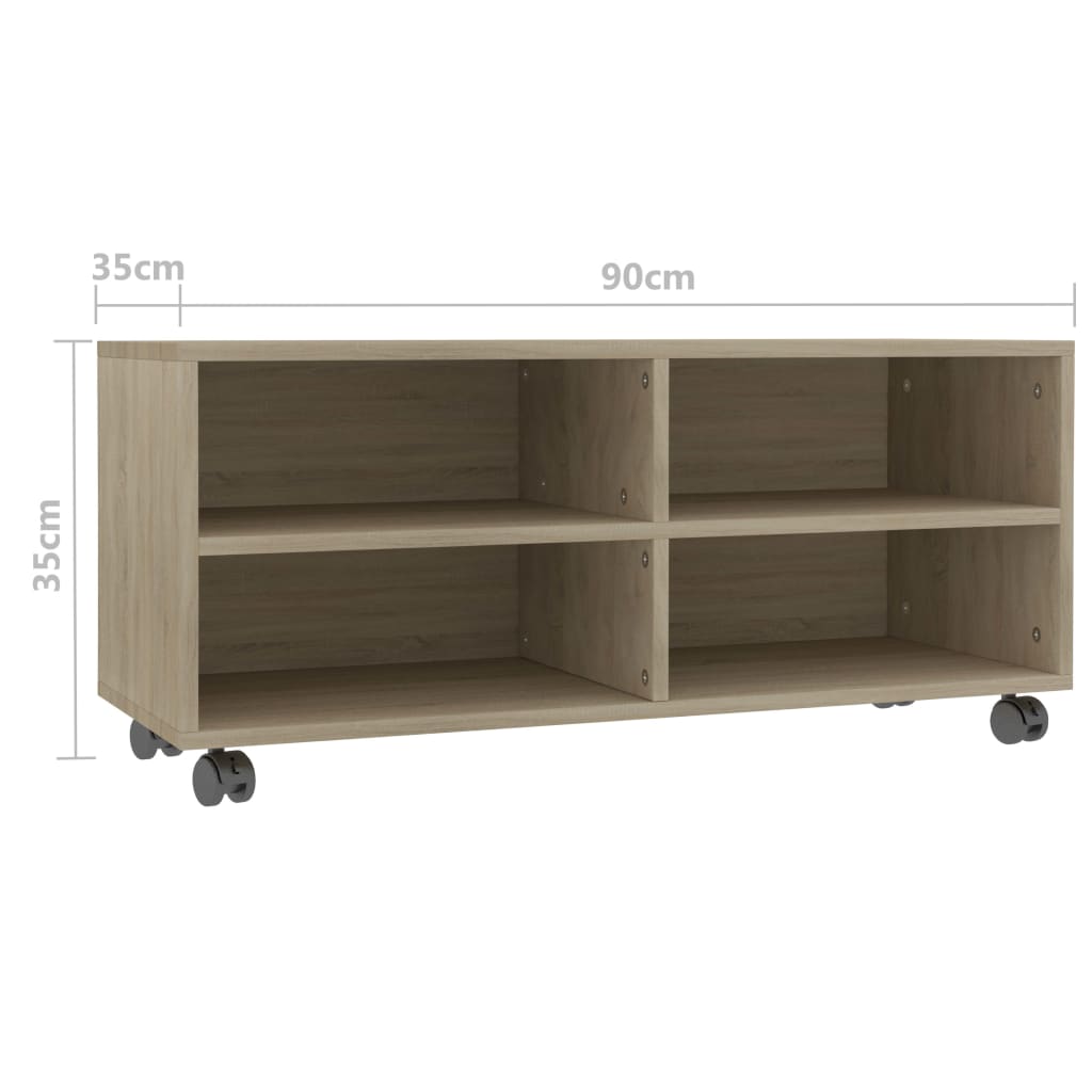 TV-taso rullapyörillä Sonoma-tammi 90x35x35 cm - Sisustajankoti.fi