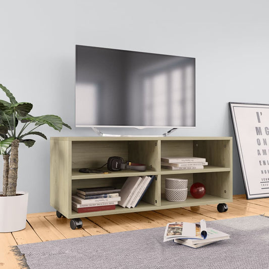 TV-taso rullapyörillä Sonoma-tammi 90x35x35 cm - Sisustajankoti.fi