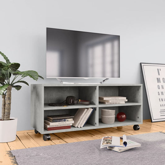TV-taso rullapyörillä betoninharmaa 90x35x35 cm - Sisustajankoti.fi