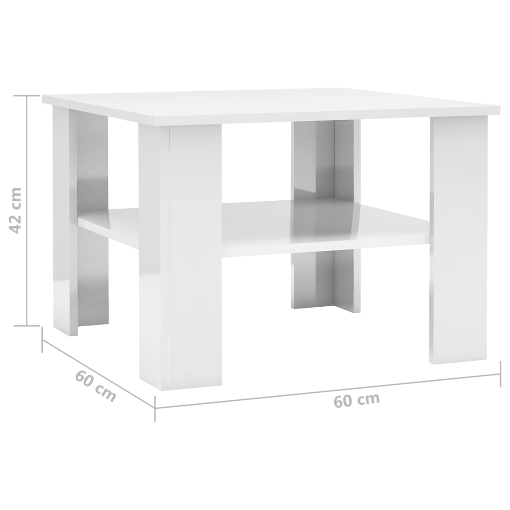 Sohvapöytä korkeakiilto valkoinen 60x60x42 cm - Sisustajankoti.fi