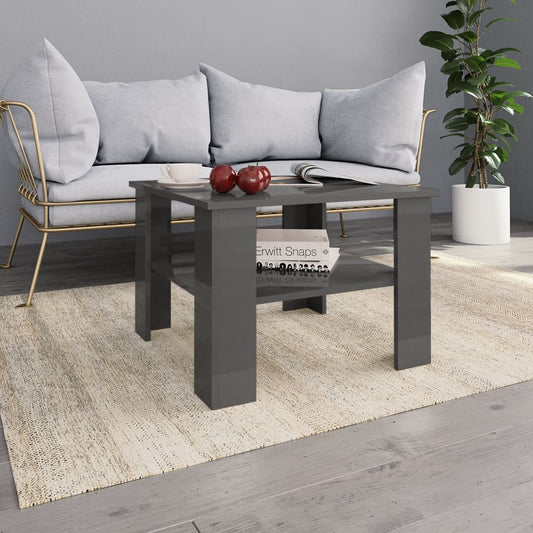 Sohvapöytä korkeakiilto harmaa 60x60x42 cm - Sisustajankoti.fi