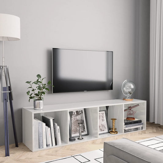 Kirjahylly/TV-taso korkeakiilto valkoinen 143x30x36 cm - Sisustajankoti.fi