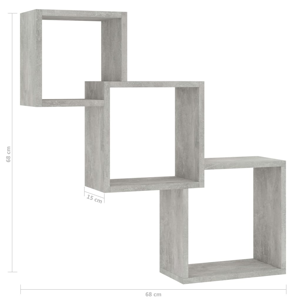 Kuutioseinähyllyt betoninharmaa 84,5x15x27 cm - Sisustajankoti.fi