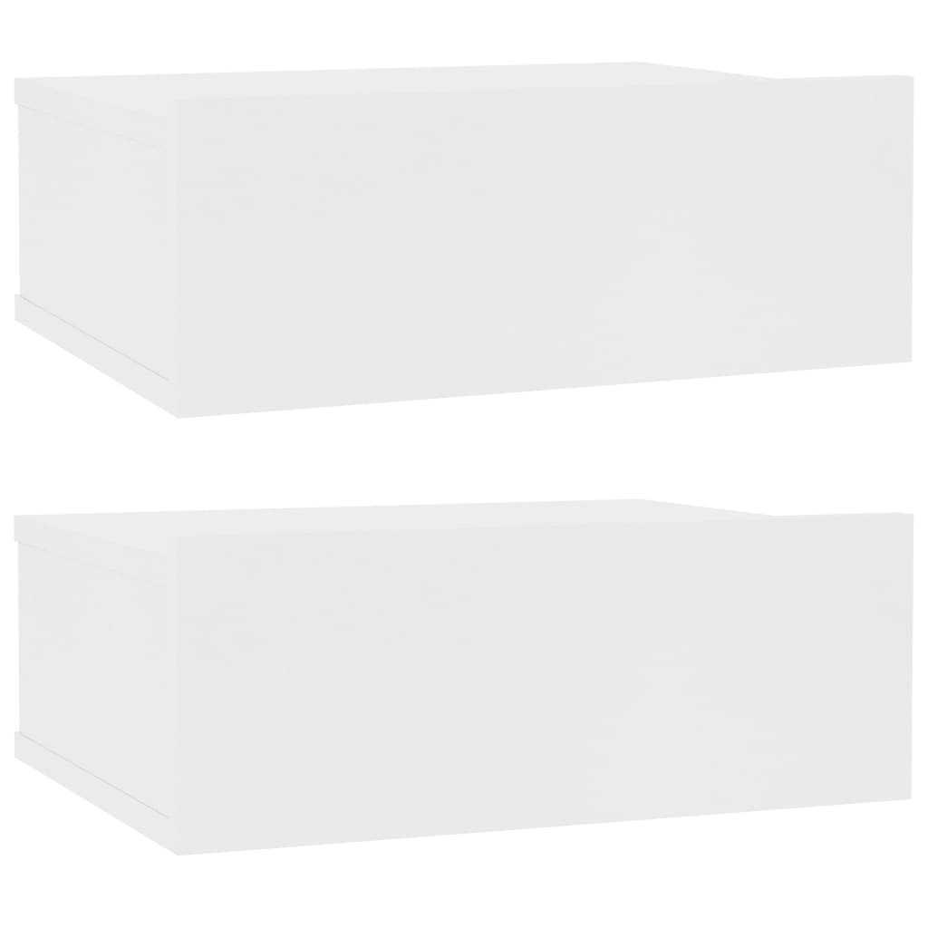 Kelluvat yöpöydät 2 kpl valkoinen 40x30x15 cm - Sisustajankoti.fi