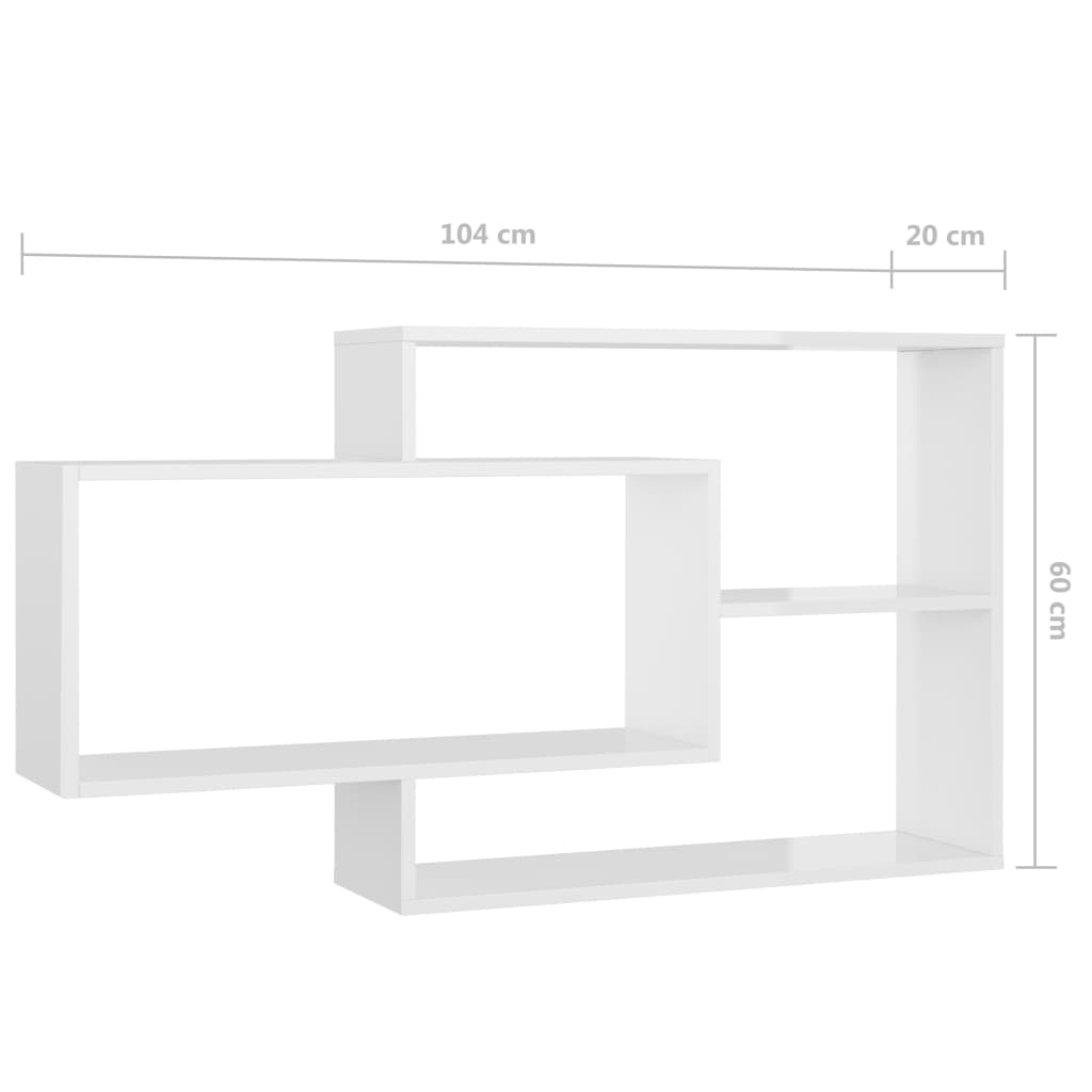 Seinähyllyt korkeakiilto valkoinen 104x20x60 cm - Sisustajankoti.fi