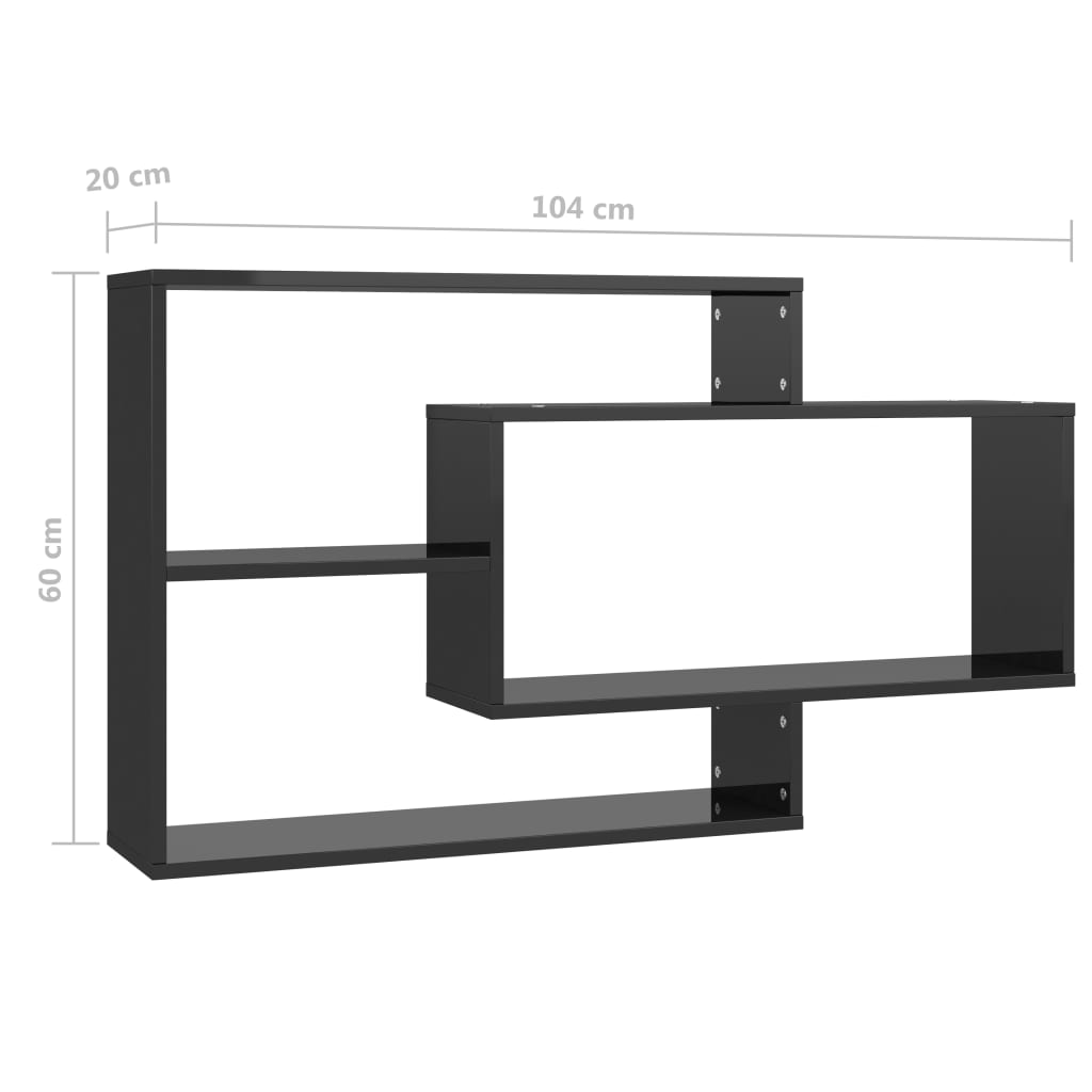 Seinähyllyt korkeakiilto musta 104x20x60 cm - Sisustajankoti.fi