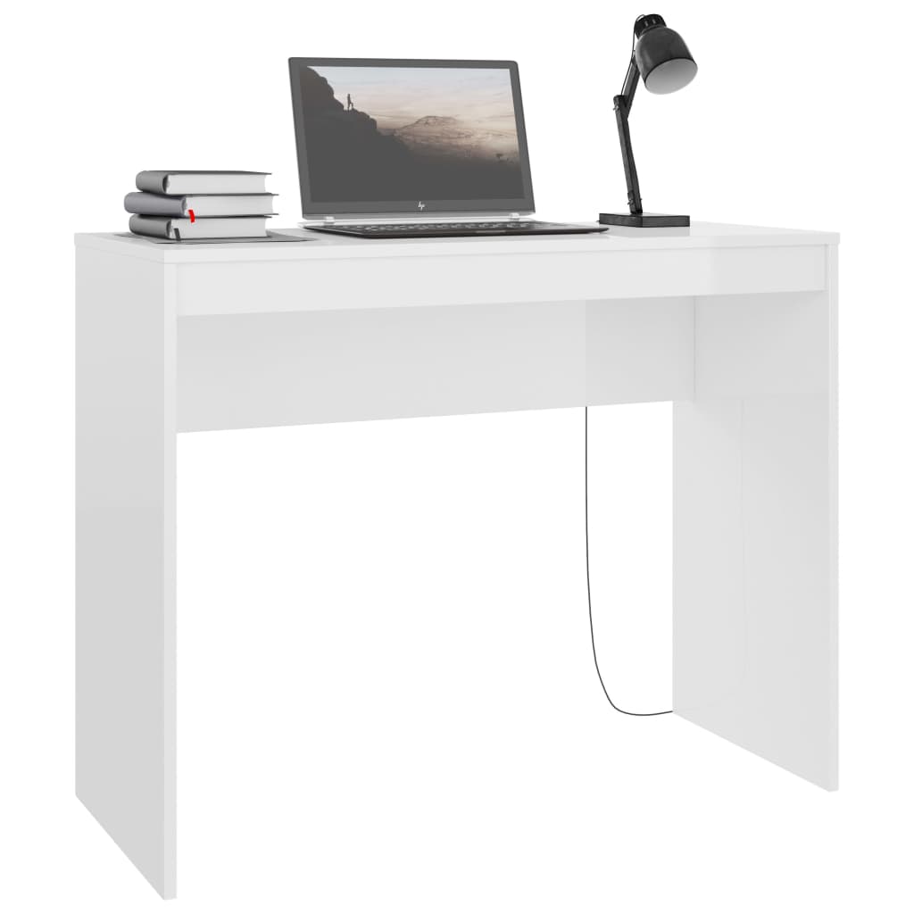 Työpöytä korkeakiilto valkoinen 90x40x72 cm - Sisustajankoti.fi
