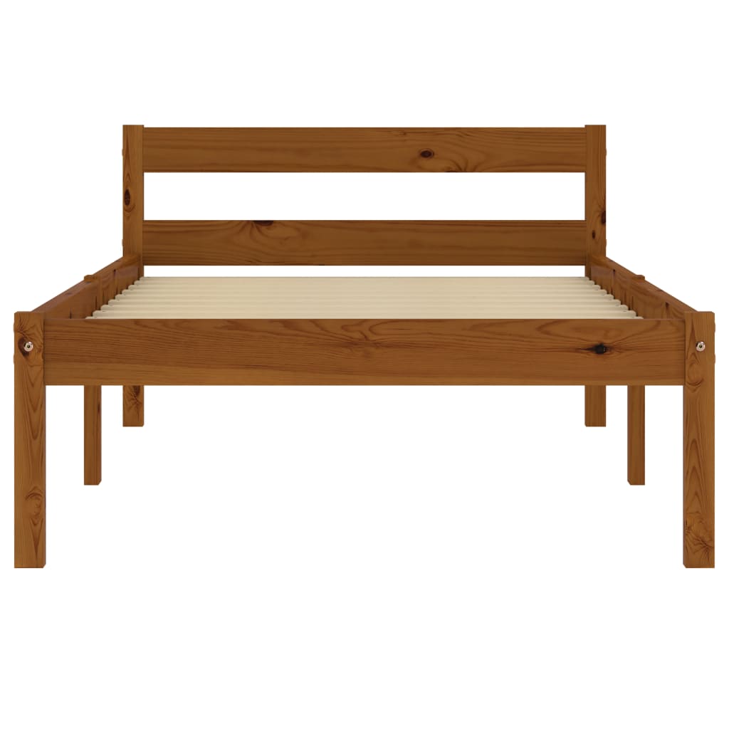 Sängynrunko hunajanruskea täysi mänty 100x200 cm - Sisustajankoti.fi