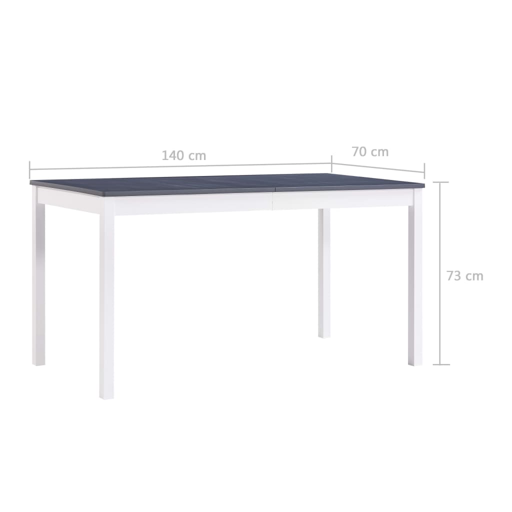 Ruokapöytä valkoinen ja harmaa 140x70x73 cm mänty - Sisustajankoti.fi