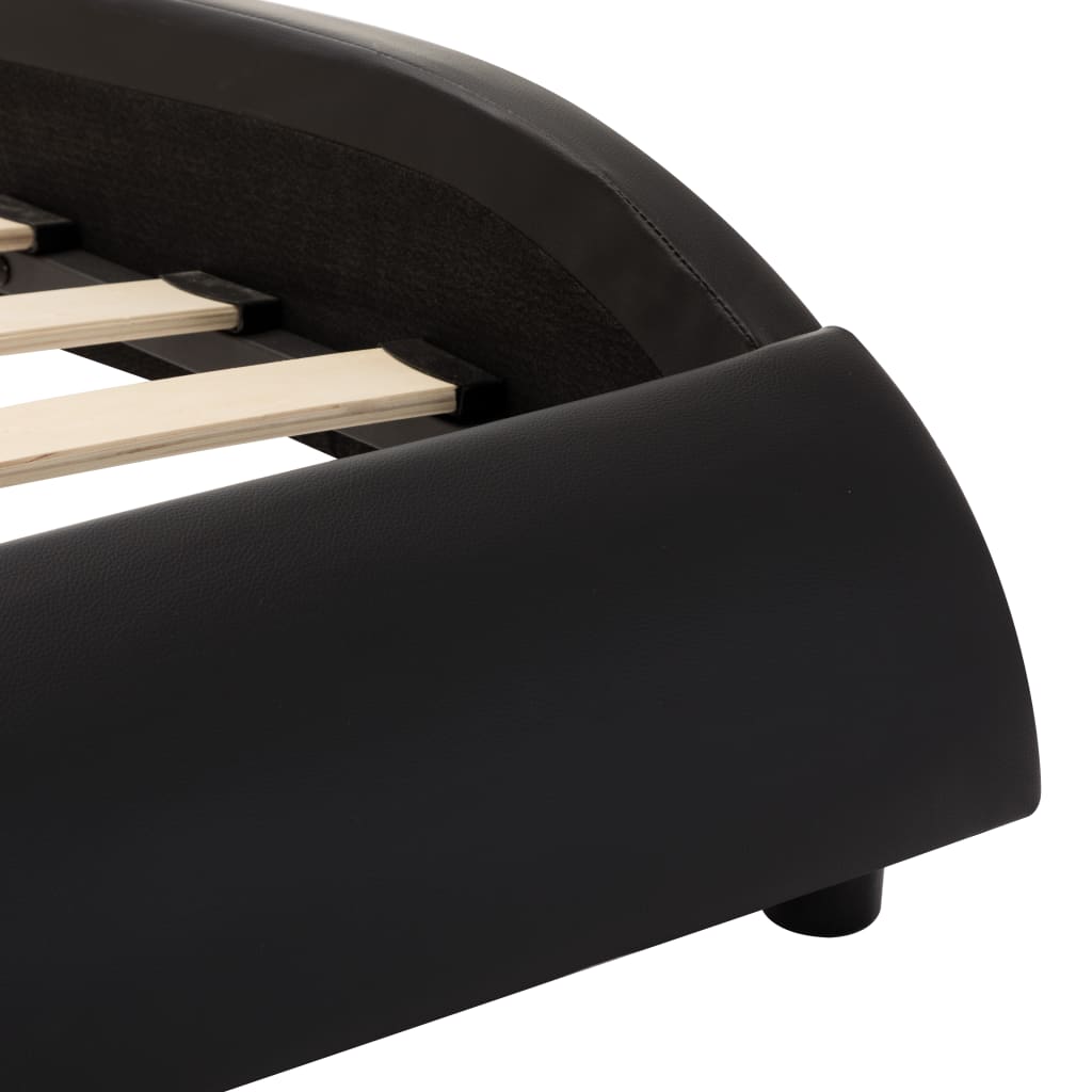 Sängynrunko musta/valkoinen keinonahka 150x200 cm - Sisustajankoti.fi