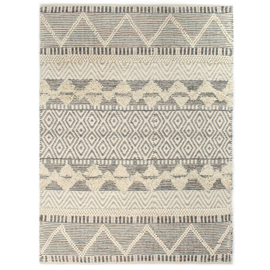 Matto käsinkudottu villa 80x150 cm valk./harmaa/musta/ruskea - Sisustajankoti.fi