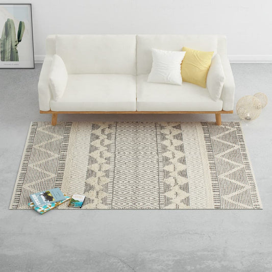 Matto käsinkudottu villa 80x150 cm valk./harmaa/musta/ruskea - Sisustajankoti.fi