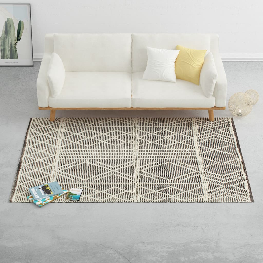 Matto käsinkudottu villa 160x230 cm mustavalkoinen - Sisustajankoti.fi