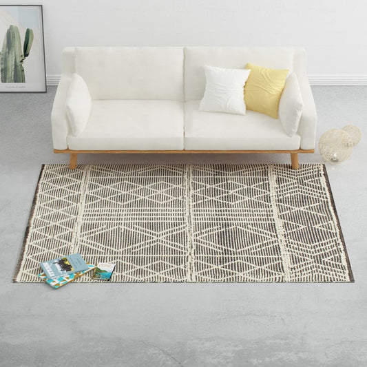 Matto käsinkudottu villa 160x230 cm mustavalkoinen - Sisustajankoti.fi