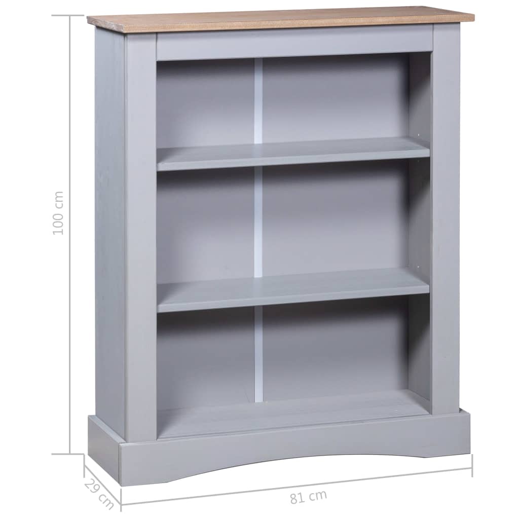 Kirjahylly 3 tasoa Meksikon mänty Corona harmaa 81x29x100 cm - Sisustajankoti.fi