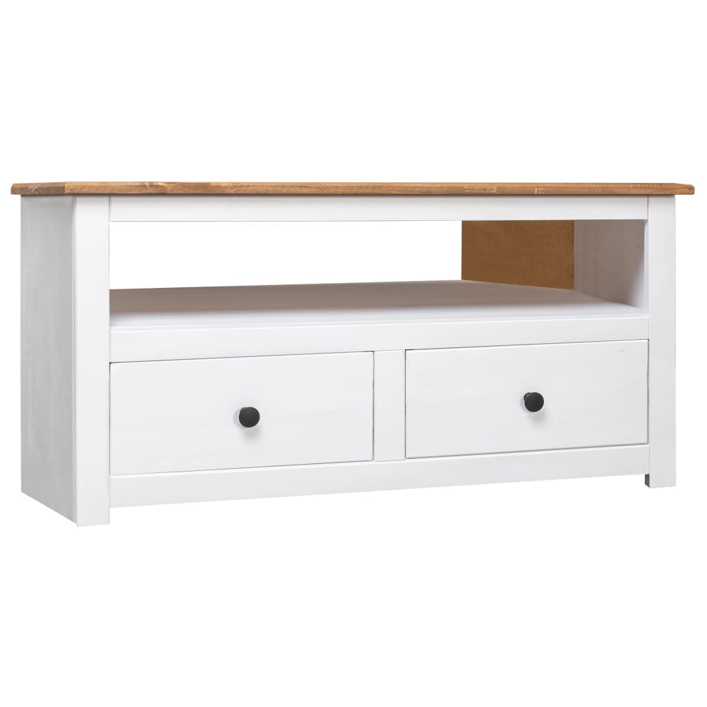 TV-kulmataso valkoinen 93x49x49 cm täysi mänty Panama-sarja - Sisustajankoti.fi