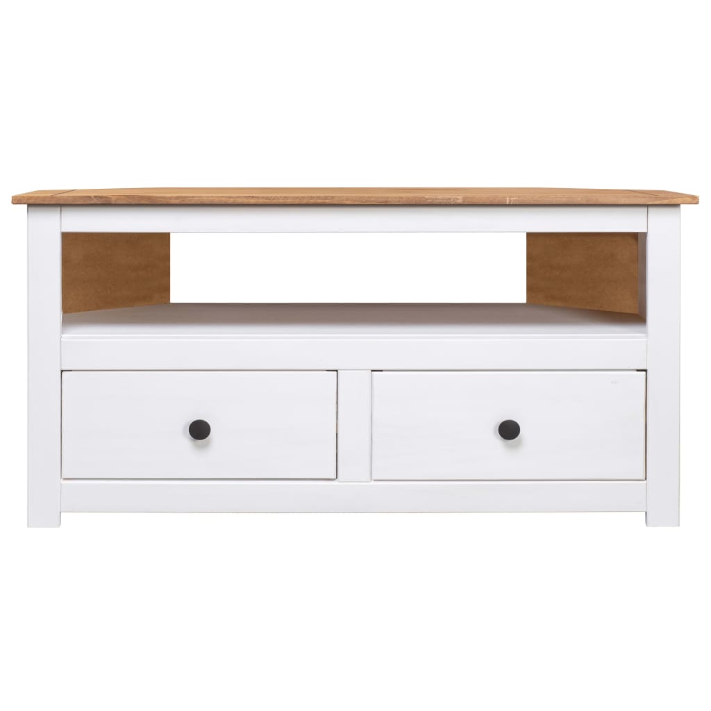 TV-kulmataso valkoinen 93x49x49 cm täysi mänty Panama-sarja - Sisustajankoti.fi