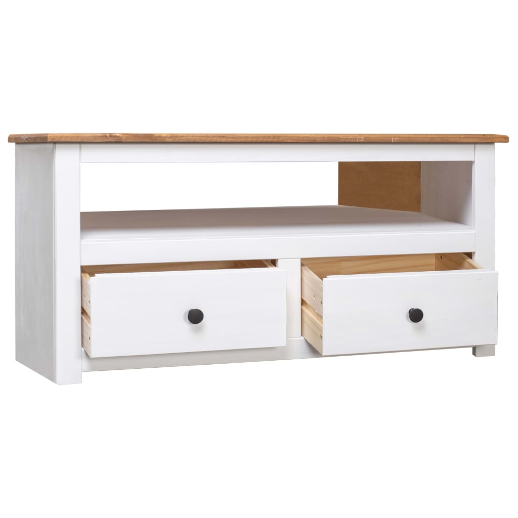 TV-kulmataso valkoinen 93x49x49 cm täysi mänty Panama-sarja - Sisustajankoti.fi