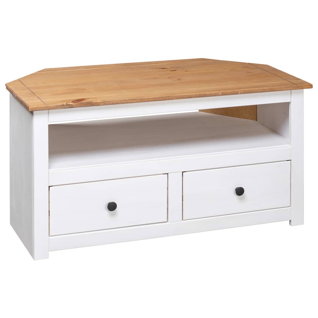 TV-kulmataso valkoinen 93x49x49 cm täysi mänty Panama-sarja - Sisustajankoti.fi