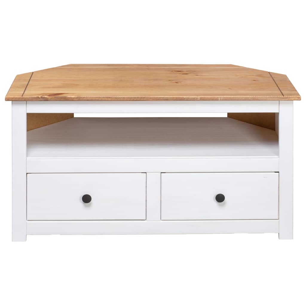 TV-kulmataso valkoinen 93x49x49 cm täysi mänty Panama-sarja - Sisustajankoti.fi