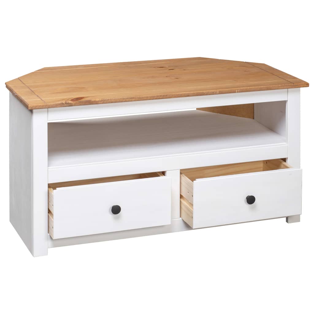 TV-kulmataso valkoinen 93x49x49 cm täysi mänty Panama-sarja - Sisustajankoti.fi