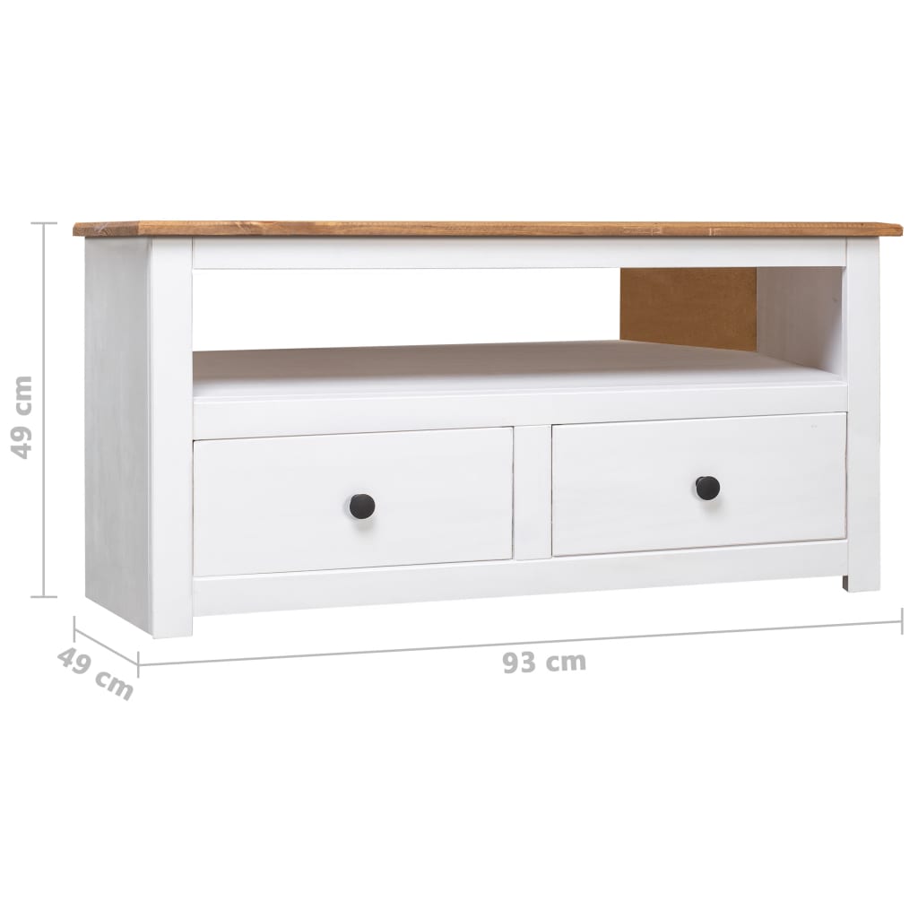 TV-kulmataso valkoinen 93x49x49 cm täysi mänty Panama-sarja - Sisustajankoti.fi