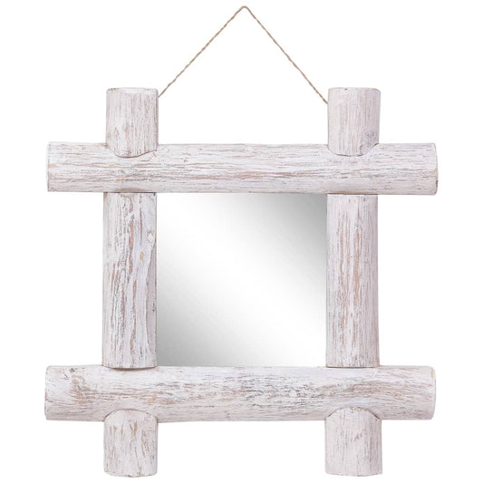 Pölkkypeili valkoinen 50x50 cm täysi kierrätetty puu - Sisustajankoti.fi