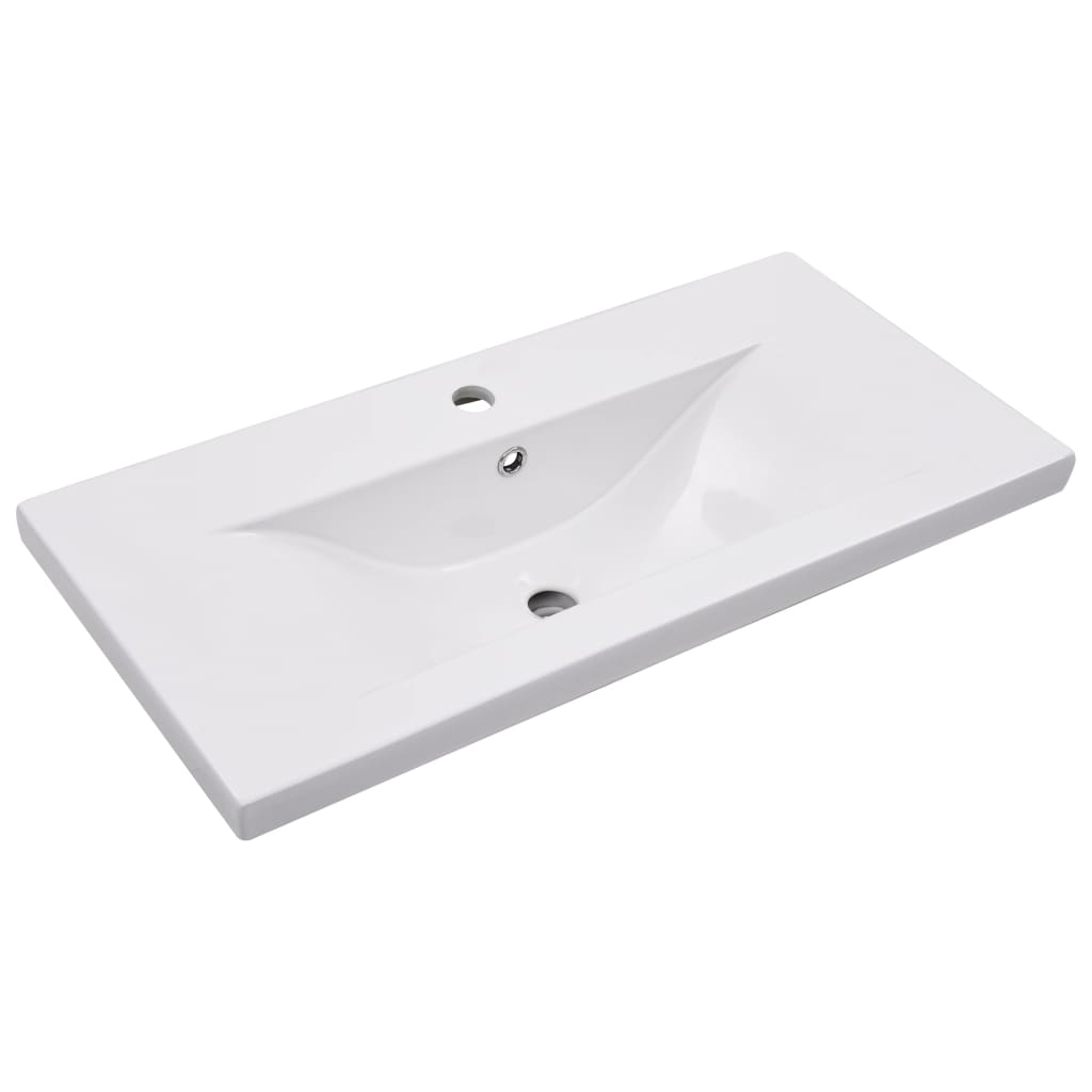 Sisäänrakennettu pesuallas 81x39,5x18,5 cm keraaminen valkoinen - Sisustajankoti.fi