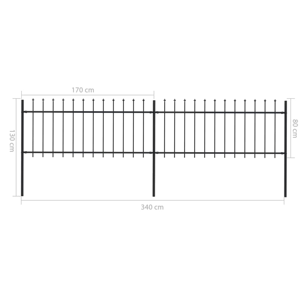 Puutarha-aita keihäänkärjillä 3,4x0,8 m teräs musta - Sisustajankoti.fi