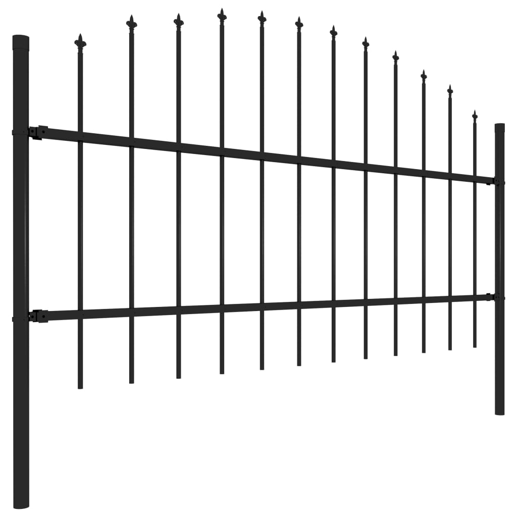 Puutarha-aita keihäskärjillä teräs (0,75-1)x11,9 m musta - Sisustajankoti.fi