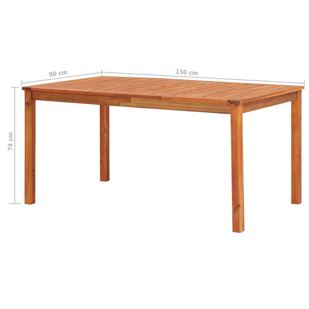 Puutarhapöytä 150x90x74 cm täysi akaasiapuu - Sisustajankoti.fi