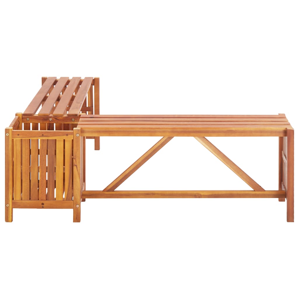 Kulmapenkki kukkalaatikolla 117x117x40 cm täysi akaasiapuu - Sisustajankoti.fi
