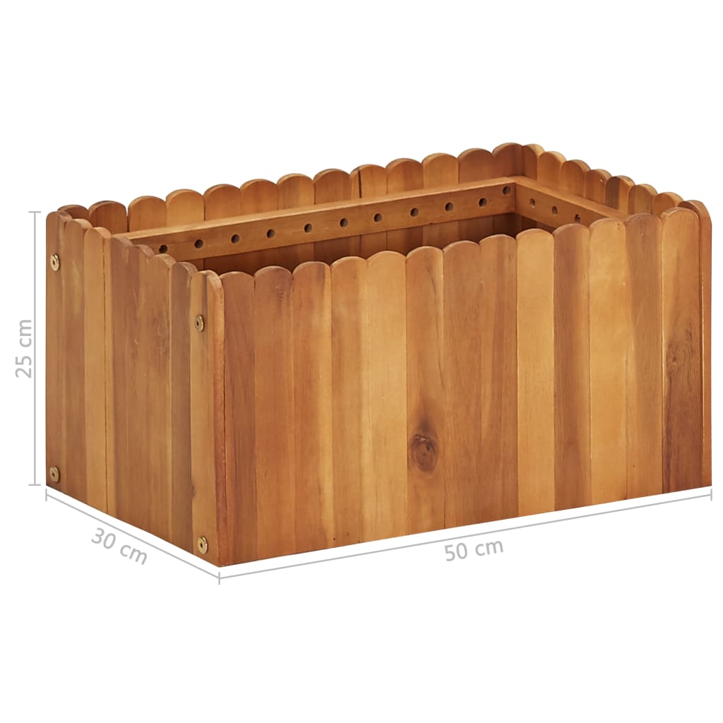 Puutarhan korotettu kukkalaatikko 50x30x25 cm täysi akaasiapuu - Sisustajankoti.fi