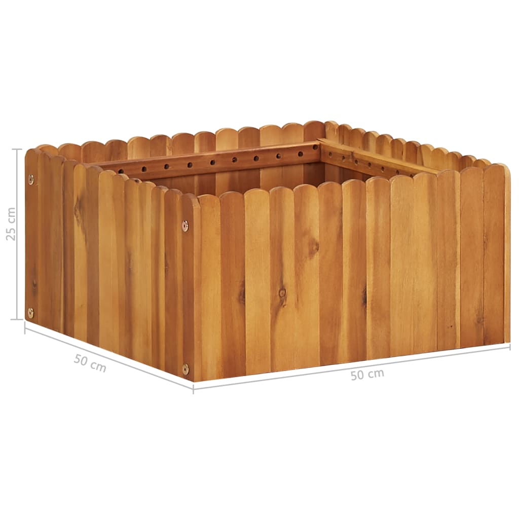 Puutarhan korotettu kukkalaatikko 50x50x25 cm täysi akaasiapuu - Sisustajankoti.fi