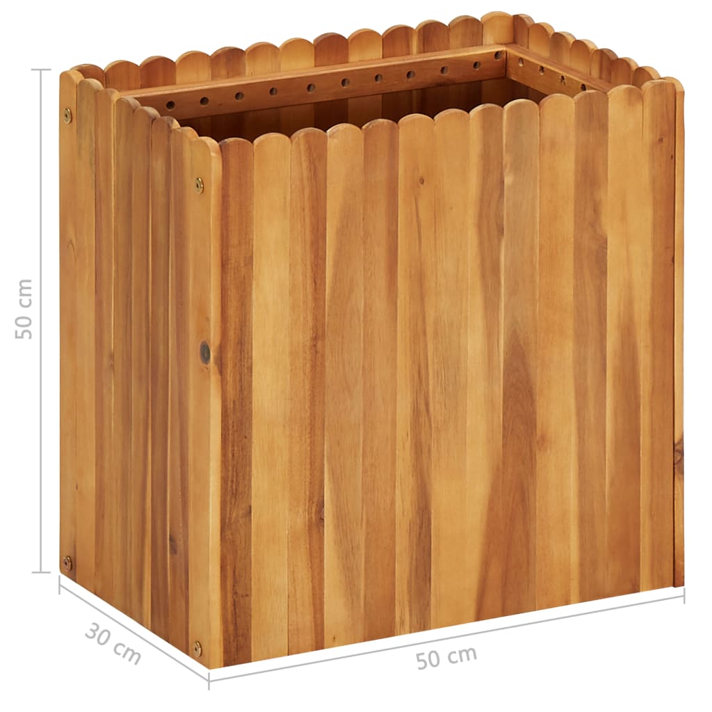 Puutarhan korotettu kukkalaatikko 50x30x50 cm täysi akaasiapuu - Sisustajankoti.fi