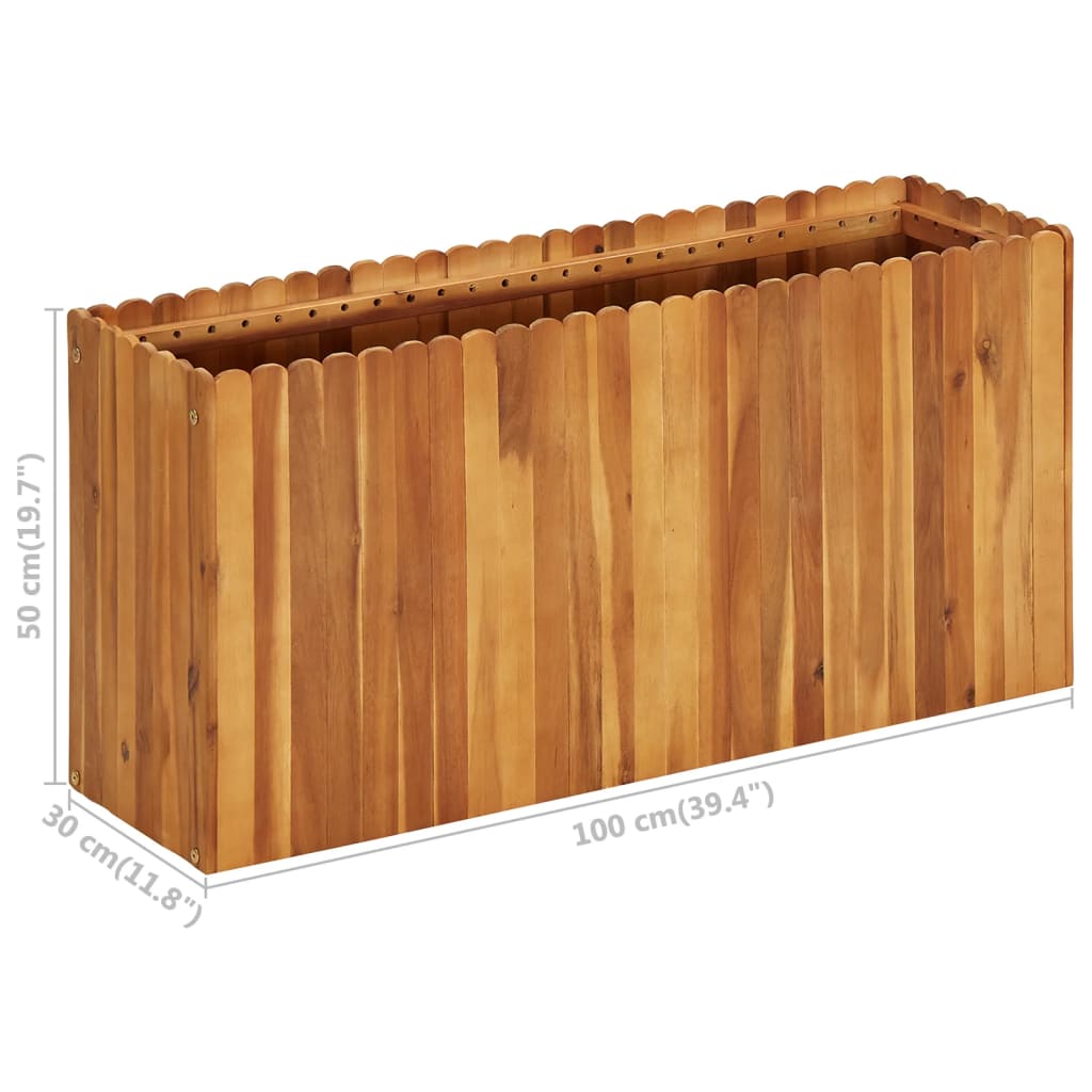 Puutarhan korotettu kukkalaatikko 100x30x50cm täysi akaasiapuu - Sisustajankoti.fi
