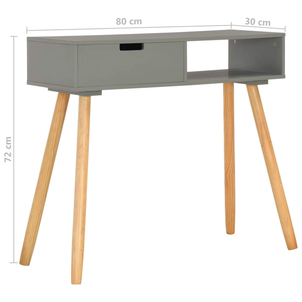 Sivupöytä harmaa 80x30x72 cm täysi mänty - Sisustajankoti.fi