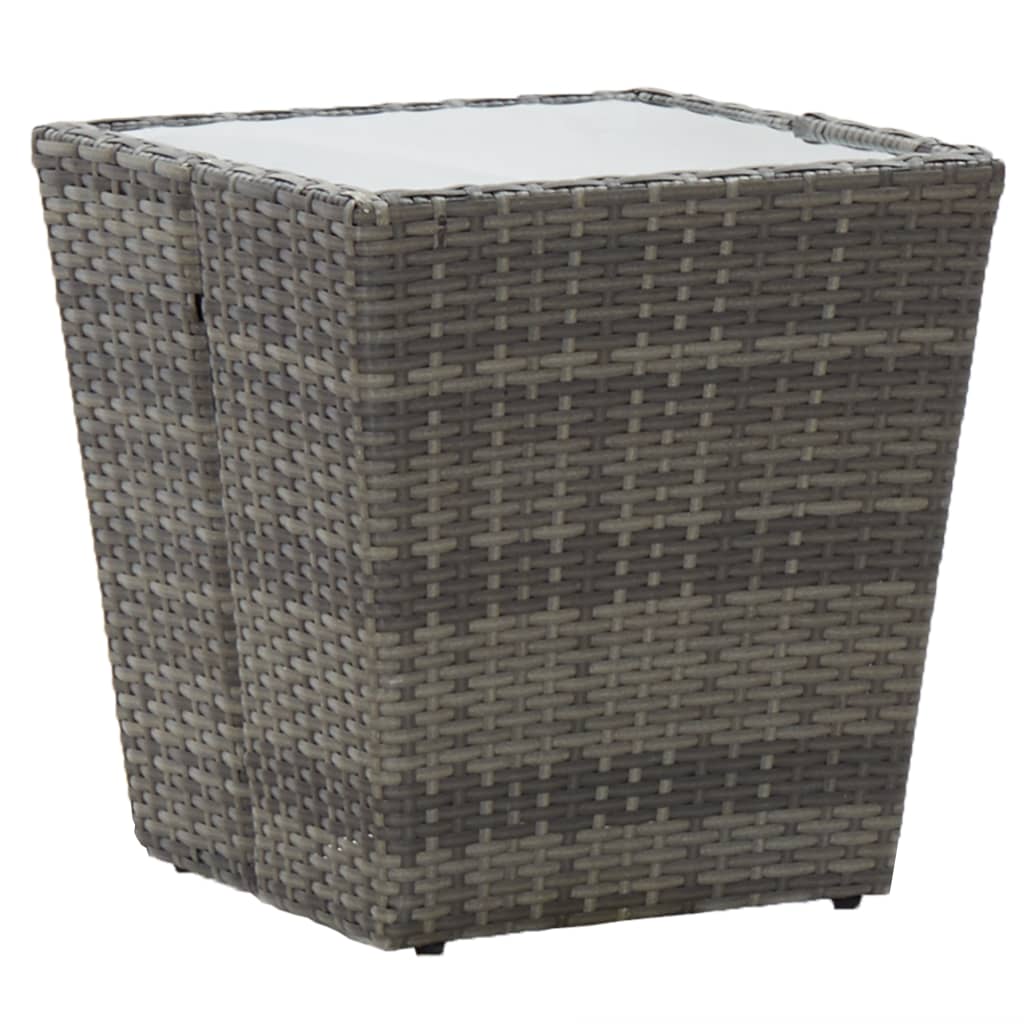 Teepöytä harmaa 41,5x41,5x43 cm polyrottinki ja karkaistu lasi - Sisustajankoti.fi